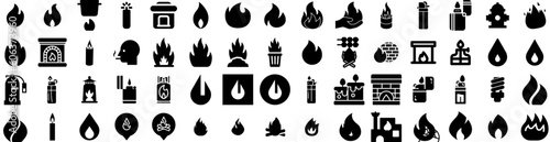 Set Of Flame Icons Isolated Silhouette Solid Icon With Vector, Burn, Red, Flame, Isolated, Hot, Fire Infographic Simple Vector Illustration Logo