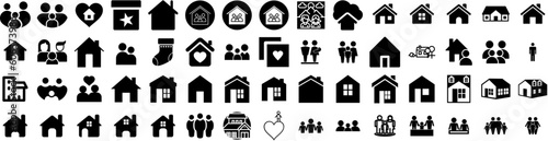Set Of Family Icons Isolated Silhouette Solid Icon With Father, Mother, People, Family, Daughter, Kid, Happy Infographic Simple Vector Illustration Logo