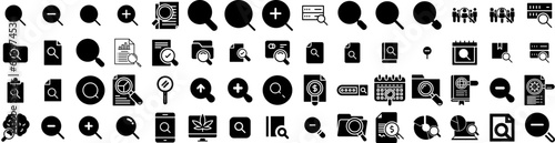 Set Of Magnifier Icons Isolated Silhouette Solid Icon With Magnifying, Symbol, Zoom, Glass, Search, Research, Icon Infographic Simple Vector Illustration Logo