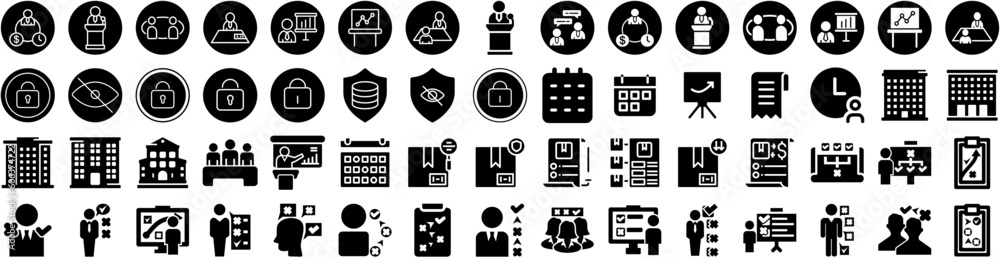 Set Of Meeting Icons Isolated Silhouette Solid Icon With Group, People, Meeting, Office, Discussion, Business, Corporate Infographic Simple Vector Illustration Logo Set Of Meeting Icons Isolated Silhouette Solid Icon With Group, People, Meeting, Office, Discussion, Business, Corporate Infographic Simple Vector Illustration Logo