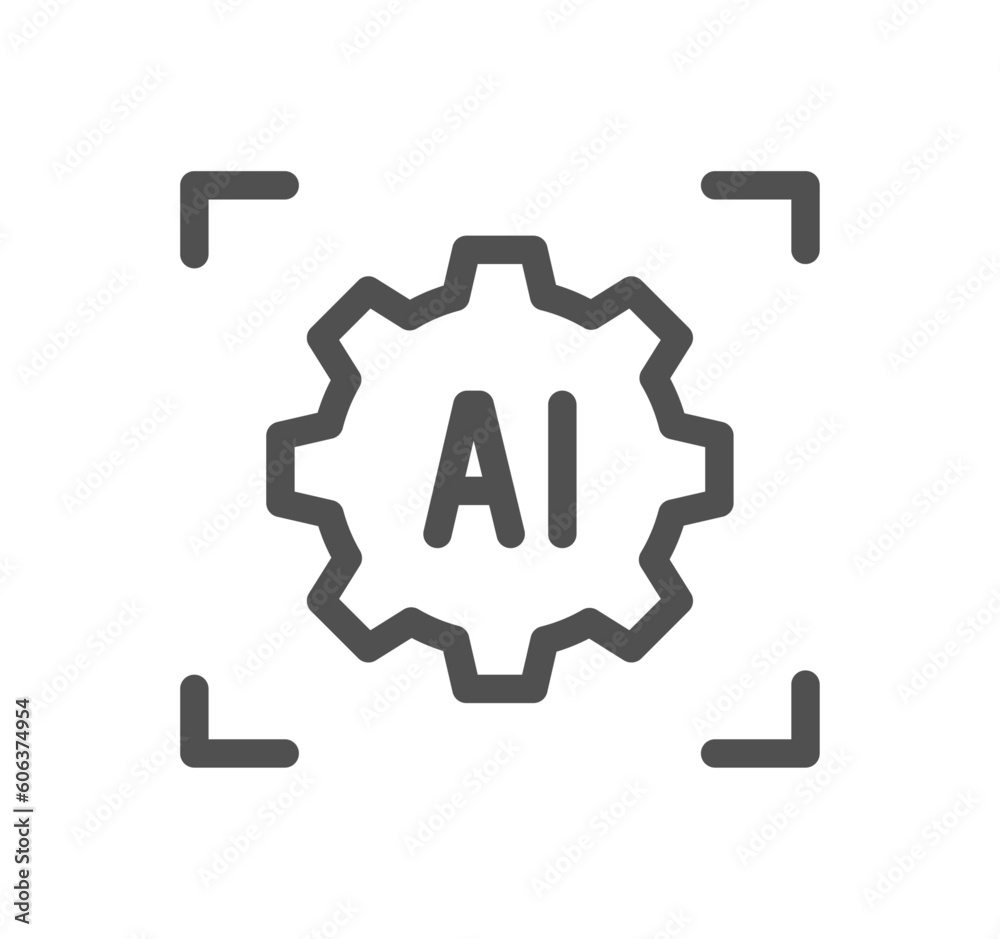 Artificial intelligence related icon outline and linear vector.