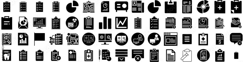 Set Of Report Icons Isolated Silhouette Solid Icon With Business, Analysis, Finance, Financial, Report, Chart, Data Infographic Simple Vector Illustration Logo Set Of Report Icons Isolated Silhouette Solid Icon With Business, Analysis, Finance, Financial, Report, Chart, Data Infographic Simple Vector Illustration Logo