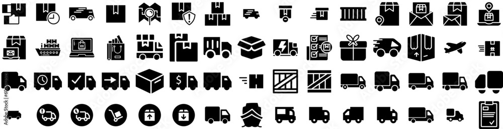 Set Of Shipping Icons Isolated Silhouette Solid Icon With Transportation, Cargo, Transport, Ship, Container, Export, Shipping Infographic Simple Vector Illustration Logo Set Of Shipping Icons Isolated Silhouette Solid Icon With Transportation, Cargo, Transport, Ship, Container, Export, Shipping Infographic Simple Vector Illustration Logo