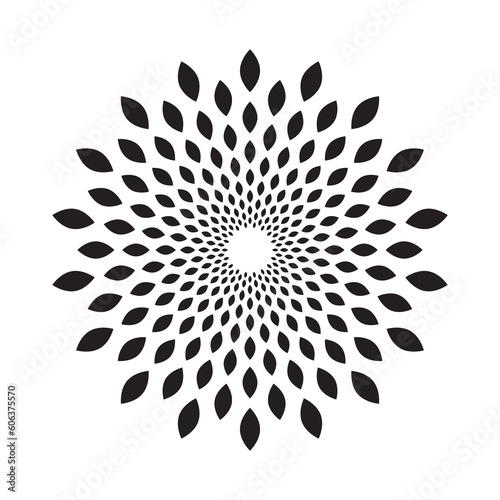 Spiral sunflower seed form. Sun, flower logo vector isolated.