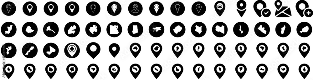 Set Of Location Icons Isolated Silhouette Solid Icon With Design, Location, Place, Sign, Pin, Icon, Symbol Infographic Simple Vector Illustration Logo Set Of Location Icons Isolated Silhouette Solid Icon With Design, Location, Place, Sign, Pin, Icon, Symbol Infographic Simple Vector Illustration Logo