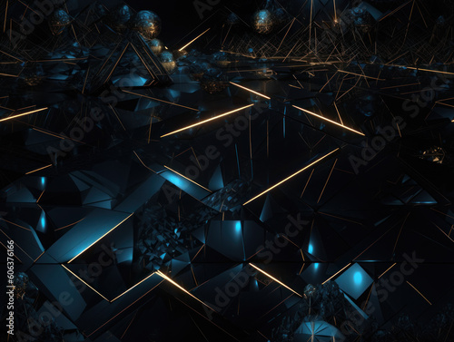 Dark black and gold Geometric grid background Modern dark abstract texture Created with Generative AI technology.