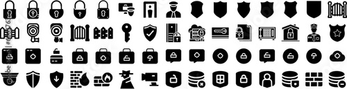 Set Of Security Icons Isolated Silhouette Solid Icon With Computer, Safety, Security, Secure, Technology, Protection, Internet Infographic Simple Vector Illustration Logo