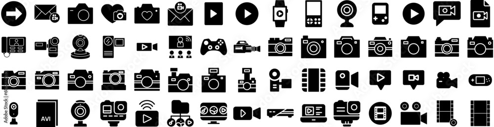 Set Of Video Icons Isolated Silhouette Solid Icon With Vector, Digital, Web, Online, Internet, Media, Video Infographic Simple Vector Illustration Logo Set Of Video Icons Isolated Silhouette Solid Icon With Vector, Digital, Web, Online, Internet, Media, Video Infographic Simple Vector Illustration Logo