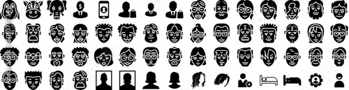 Set Of Avatar Icons Isolated Silhouette Solid Icon With Human, Man, Illustration, Person, People, Avatar, Male Infographic Simple Vector Illustration Logo