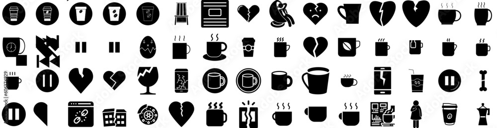 Set Of Break Icons Isolated Silhouette Solid Icon With Woman, Female, People, International, Break, Vector, Design Infographic Simple Vector Illustration Logo