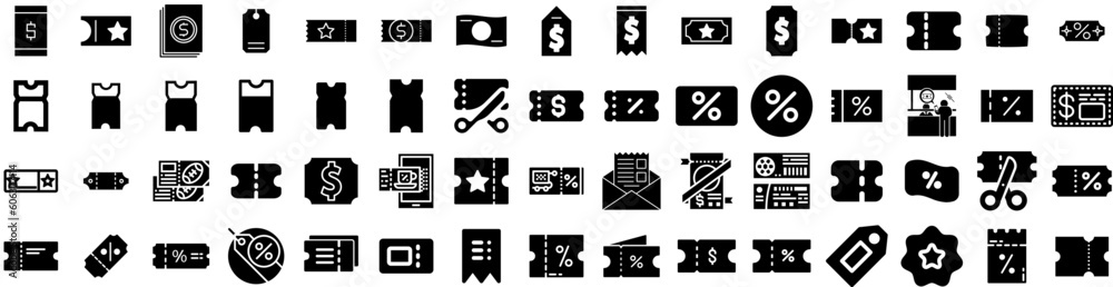 Set Of Coupon Icons Isolated Silhouette Solid Icon With Gift, Sale, Coupon, Business, Ticket, Promotion, Discount Infographic Simple Vector Illustration Logo Set Of Coupon Icons Isolated Silhouette Solid Icon With Gift, Sale, Coupon, Business, Ticket, Promotion, Discount Infographic Simple Vector Illustration Logo