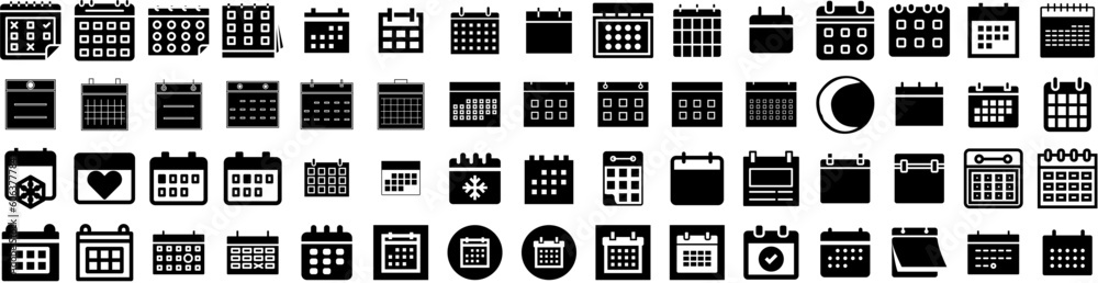 Set Of Month Icons Isolated Silhouette Solid Icon With Illustration, Poster, Background, Design, Vector, Month, Banner Infographic Simple Vector Illustration Logo