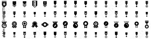 Set Of Medal Icons Isolated Silhouette Solid Icon With Victory  Medal  Award  Illustration  Winner  Achievement  Champion Infographic Simple Vector Illustration Logo