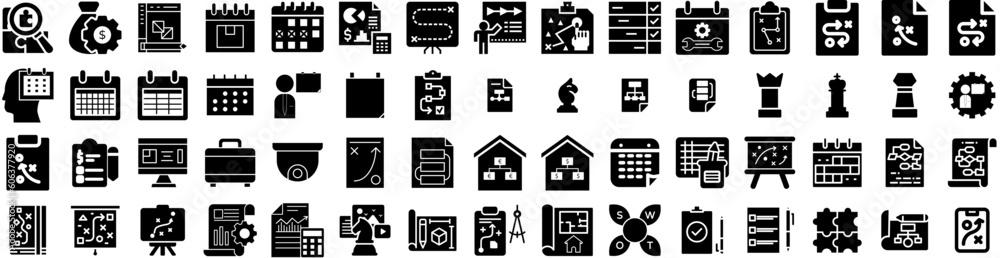 Set Of Planning Icons Isolated Silhouette Solid Icon With Project, Team, Office, Strategy, Business, Plan, Meeting Infographic Simple Vector Illustration Logo Set Of Planning Icons Isolated Silhouette Solid Icon With Project, Team, Office, Strategy, Business, Plan, Meeting Infographic Simple Vector Illustration Logo