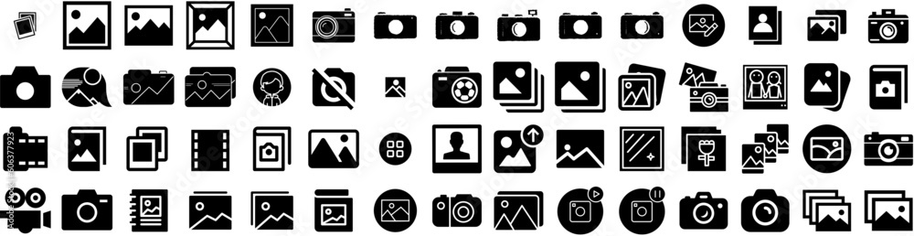 Set Of Photos Icons Isolated Silhouette Solid Icon With Frame, Photo, Design, Background, Blank, Paper, Picture Infographic Simple Vector Illustration Logo Set Of Photos Icons Isolated Silhouette Solid Icon With Frame, Photo, Design, Background, Blank, Paper, Picture Infographic Simple Vector Illustration Logo