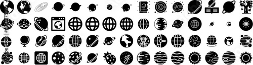 Set Of Planet Icons Isolated Silhouette Solid Icon With Planet, Earth, Science, Star, Galaxy, Astronomy, Space Infographic Simple Vector Illustration Logo