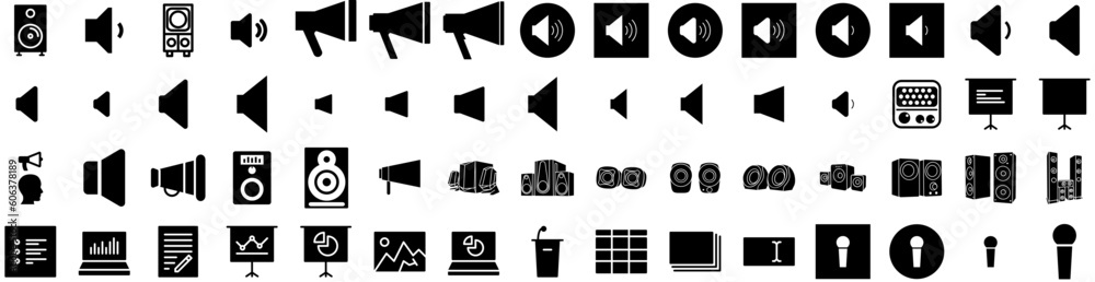 Set Of Speaker Icons Isolated Silhouette Solid Icon With Presentation, Business, Modern, Public, Conference, Speech, Speaker Infographic Simple Vector Illustration Logo Set Of Speaker Icons Isolated Silhouette Solid Icon With Presentation, Business, Modern, Public, Conference, Speech, Speaker Infographic Simple Vector Illustration Logo