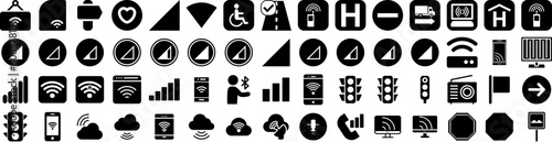 Set Of Signal Icons Isolated Silhouette Solid Icon With Technology, Vector, Wave, Icon, Symbol, Radio, Signal Infographic Simple Vector Illustration Logo
