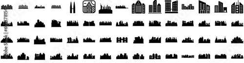 Set Of Skyline Icons Isolated Silhouette Solid Icon With Cityscape  Skyscraper  City  Architecture  Urban  Skyline  Building Infographic Simple Vector Illustration Logo
