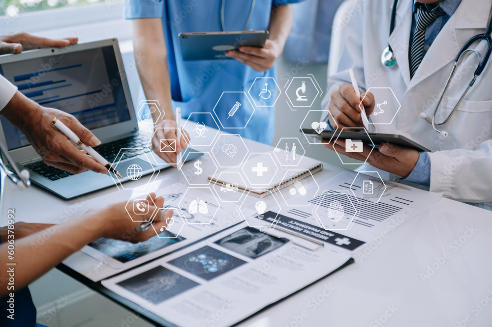 Fotografie Medical technology network team meeting concept