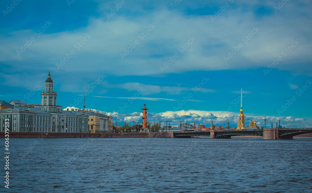 Kunstkamera, Rostral Column, Peter and Paul Cathedral, Peter and Paul Fortress, Palace Drawing Bridge