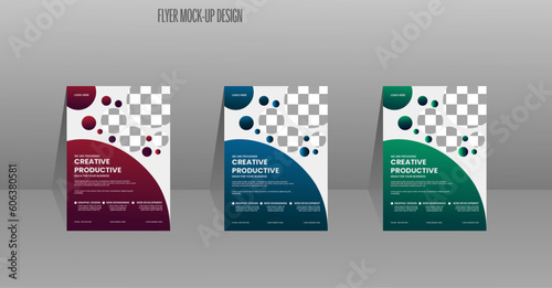 A bundle of templates of 3 different colors a4 flyer template  modern business flyer template   business flyer and creative design and editable vector template design For professional marketing 
