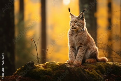 Graceful Lynx in the Forest, Lost in Contemplation