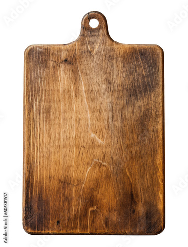 Empty old wooden cutting board, Generative AI