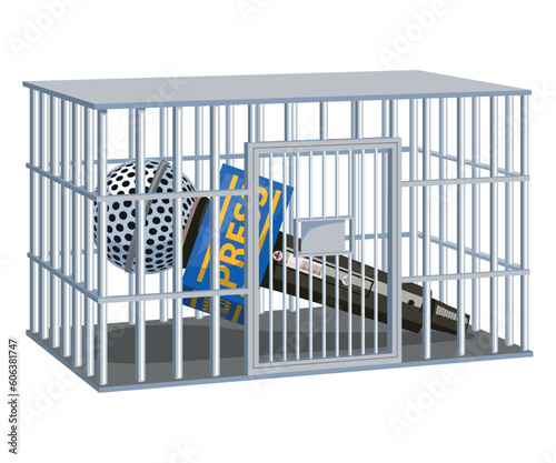 world press freedom day, caged and imprisoned press microphone illustration
