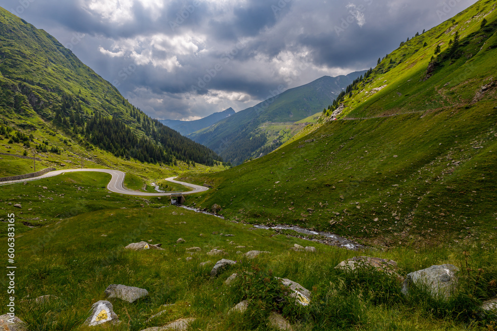 The carpathian mountains with the winding transfaragasan road