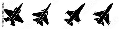 Fighter jet icon vector set. Air Force illustration sign collection. aviation symbol.