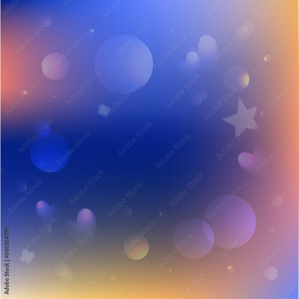 Romantic background with graphic elements and gradient fill. Colored circle, stars, hearts. Idea for a greeting card and posters, a declaration of love. Romantic background with graphic elements and gradient fill. Colored circle, stars, hearts. Idea for a greeting card and posters, a declaration of love.