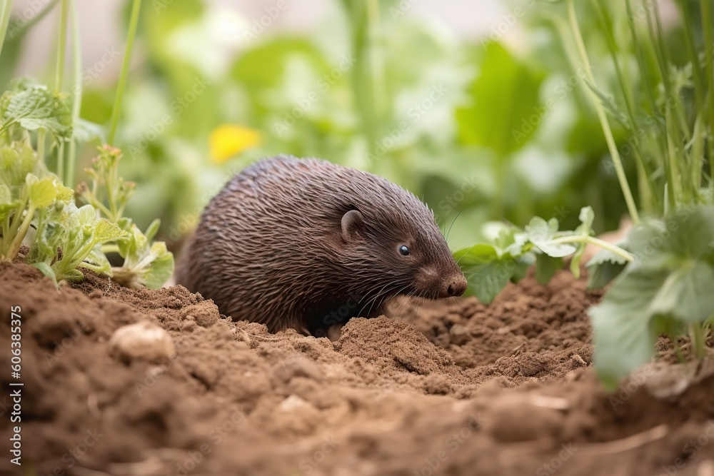 illustration, mole in the garden, ai generative. illustration, mole in the garden, ai generative.