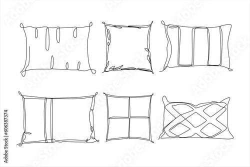 pillow continuous line art vector illustration