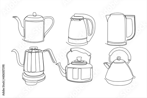 teapot continuous line art vector illustration