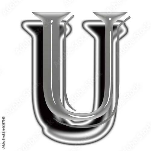 silver metal alphabet U