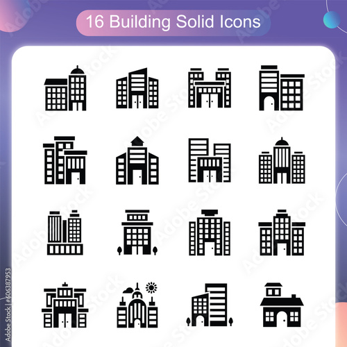 Building Vector Solid icon Set 01