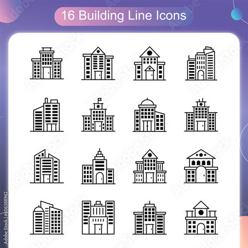 Building Vector Outline icon Set 01