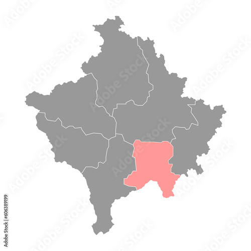 Ferizaj district map  districts of Kosovo. Vector illustration.