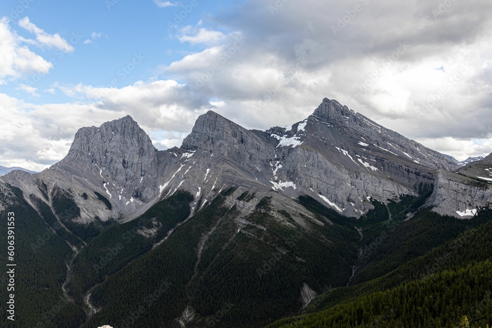 Three Sisters trio of peaks in Canmore, Alberta, Canada.
