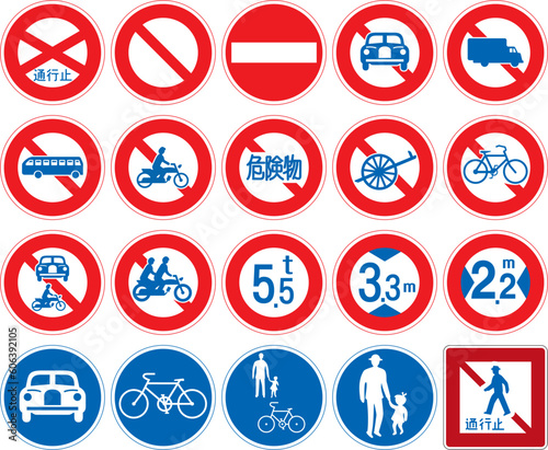 Regulatory signs, Exclusions, Road signs in Japan, In Japan, road signs, Order on Sign, Line, and Surface Marking