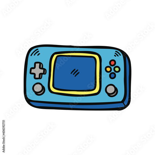 isolate blue game boy illustration toy