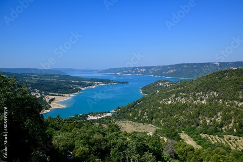 Beautiful view of Lake of Sainte-Croix in summer. Provence, France.