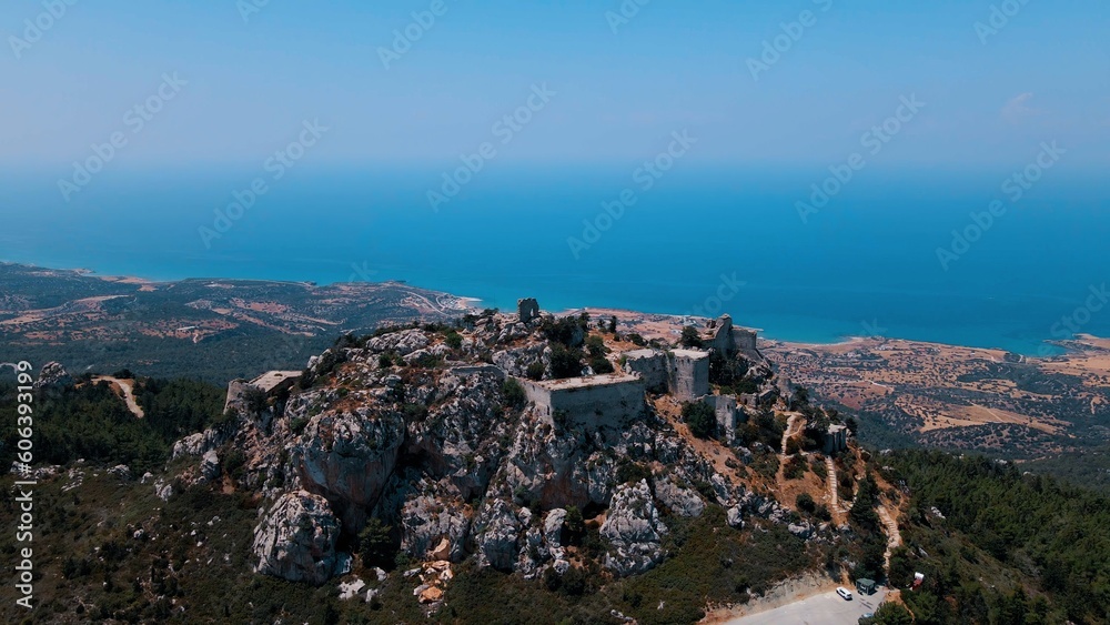 Kantara Castle in North Cyprus on sunny day with clear sky