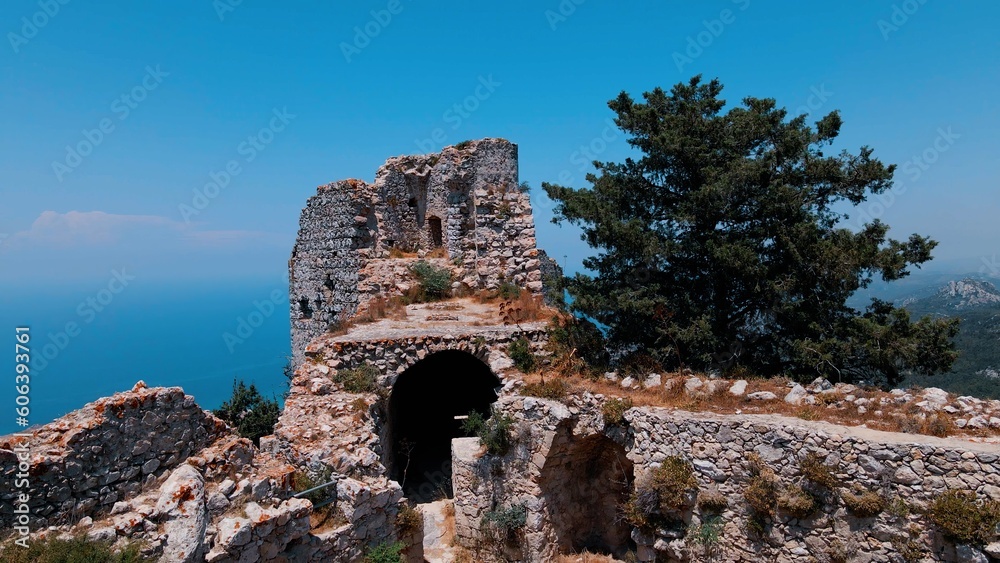 Kantara Castle in North Cyprus on sunny day with clear sky