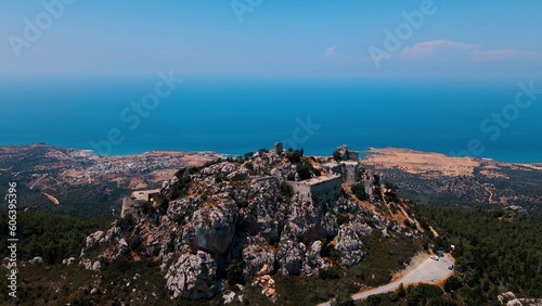 Fototapeta Naklejka Na Ścianę i Meble -  Kantara Castle in North Cyprus on sunny day with clear sky