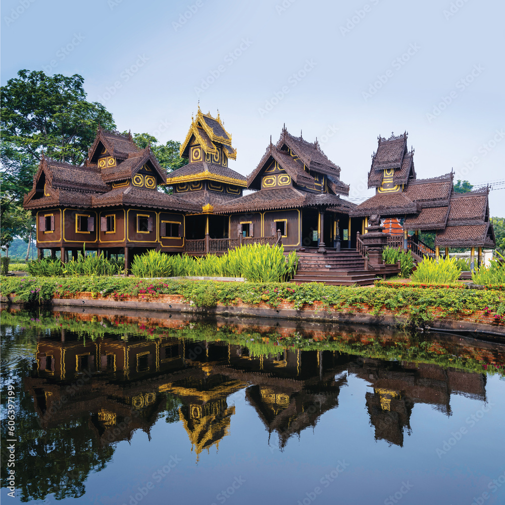 pavilion in the park of the river