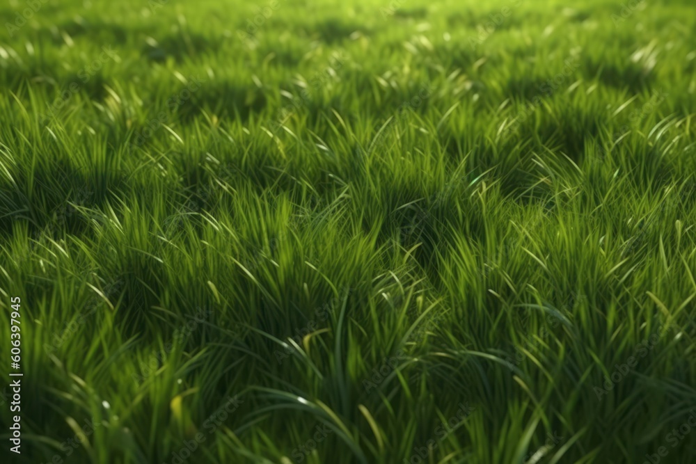 Field of Green Grass Rendering Generative Ai Illustration Field of Green Grass Rendering Generative Ai Illustration