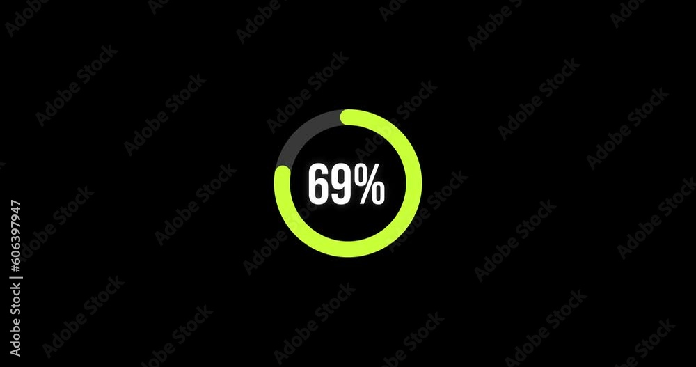 Loading animation - 0-100%, loading bar. Loading neon circles icon. Circular progress bar. 4K clip with alpha channel. isolated from the background
