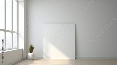 Modern Interior Design with Blank Mockup Frame Poster, 3D Render, 3D Illustration